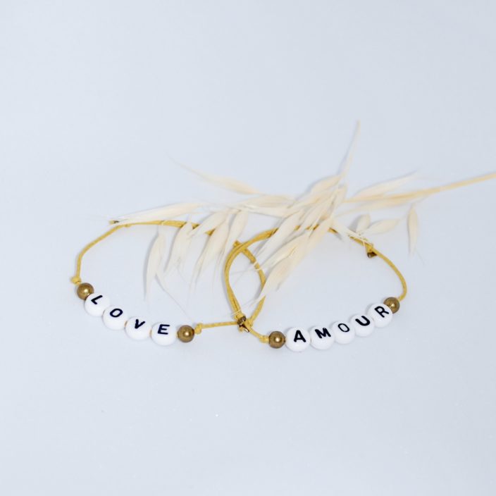bracelet perle lettre Amour Love