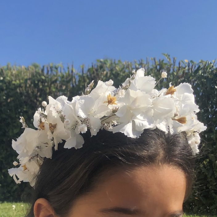 Couronne de fleurs séchées enfants ceremonie - Bijoux de cheveux