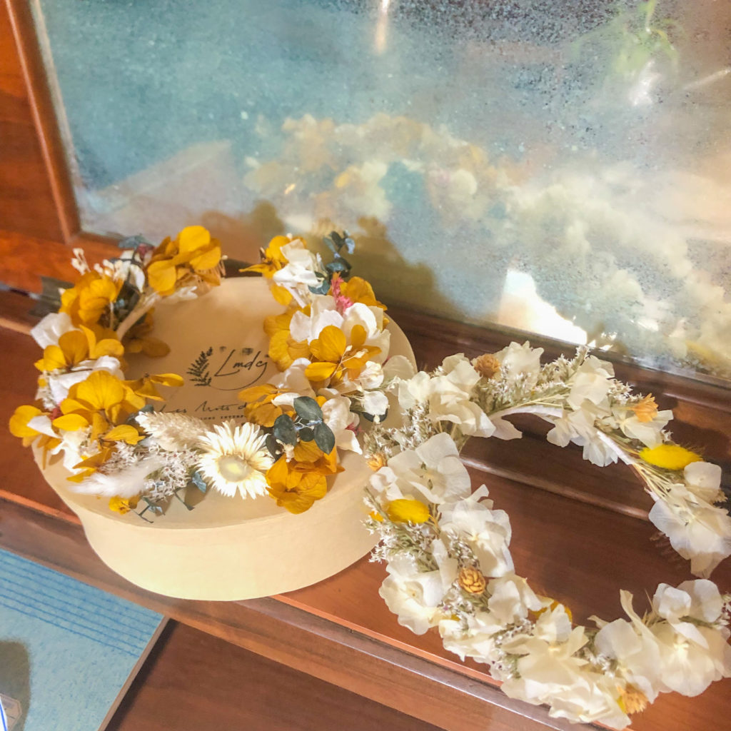 Couronne de fleurs séchées - Bijoux de cheveux, mariage bohème