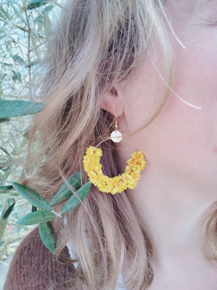 Boucles d'oreilles Alix jaune Fleurs séchées